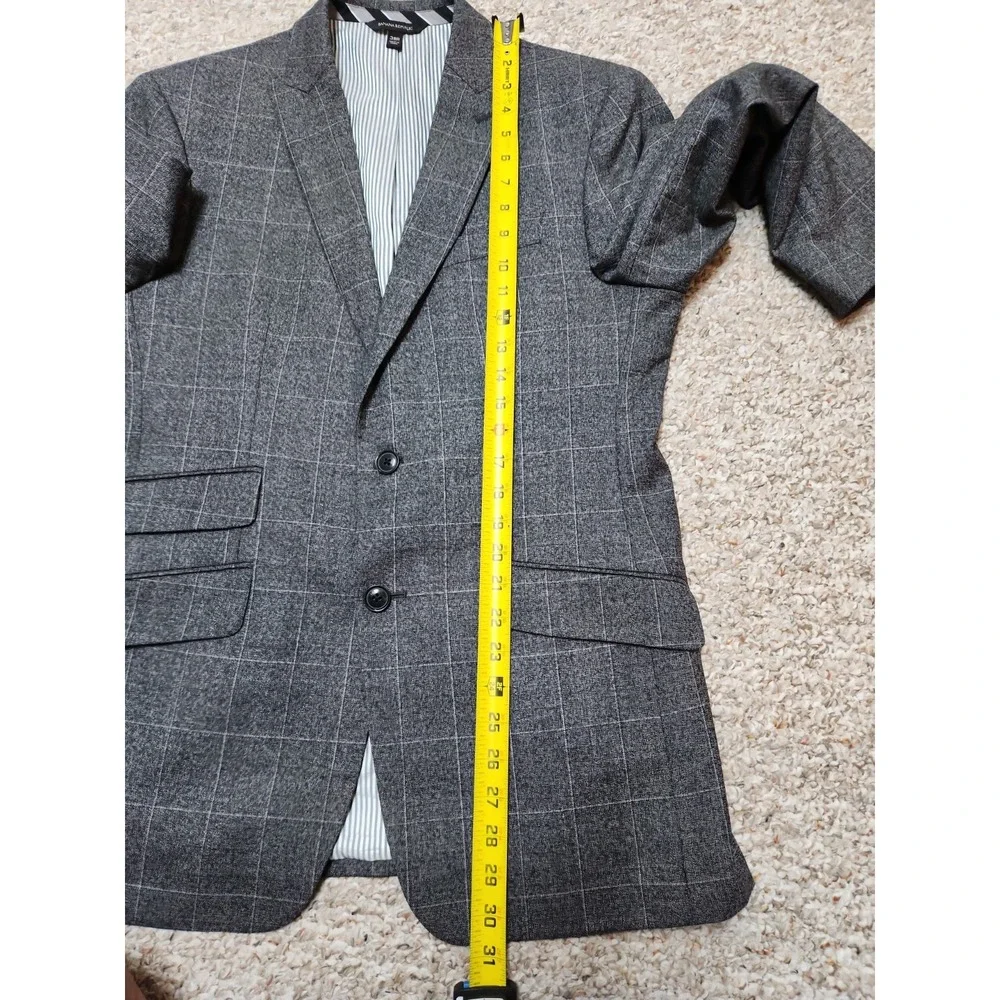 Banana Republic Standard Fit Marzotto Italian Wool Gray Windowpane Blazer 38R